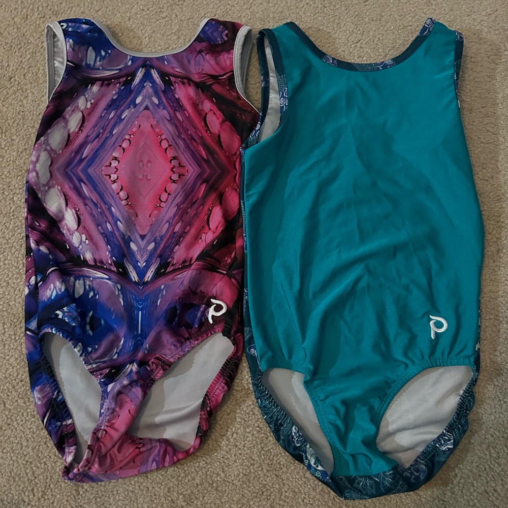 2 child large gymnastics leotards
